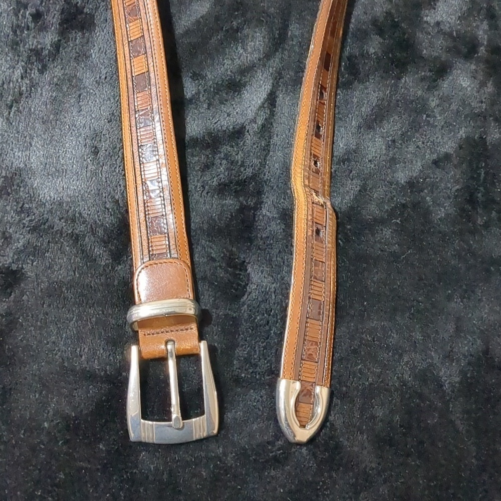 Cālé Genuine Lizard Skin Belt Size 32 (39") Brown Made in Spain - Picture 2 of 10